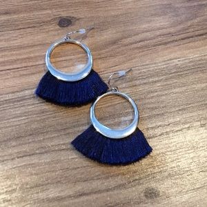 Pretty silver and navy tassel earrings